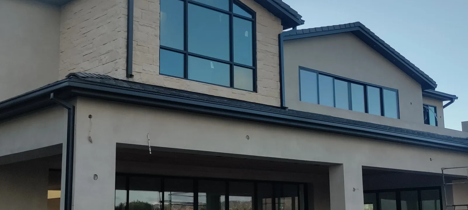 Modern standing-seam metal roof elevation
