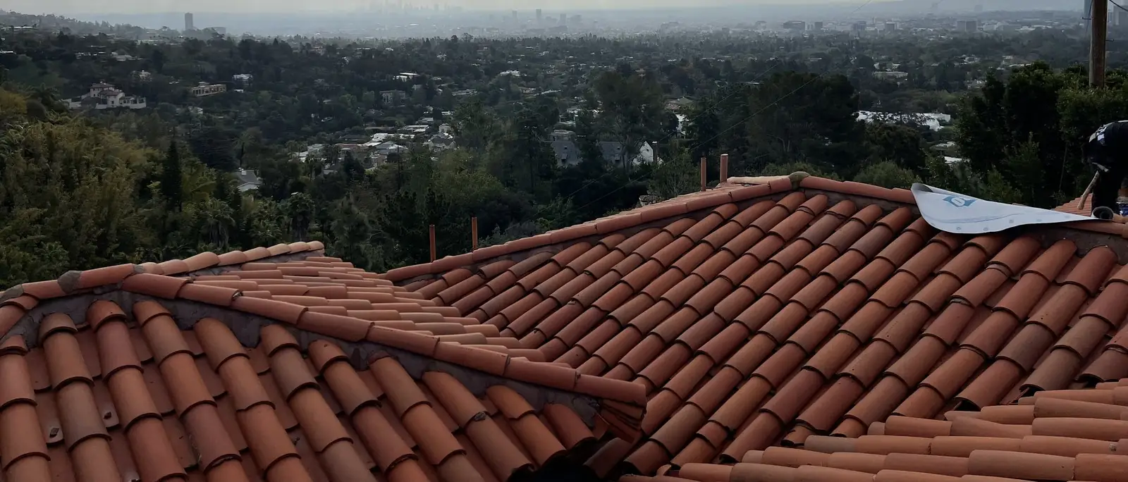 Finished terracotta tile roof with skyline context